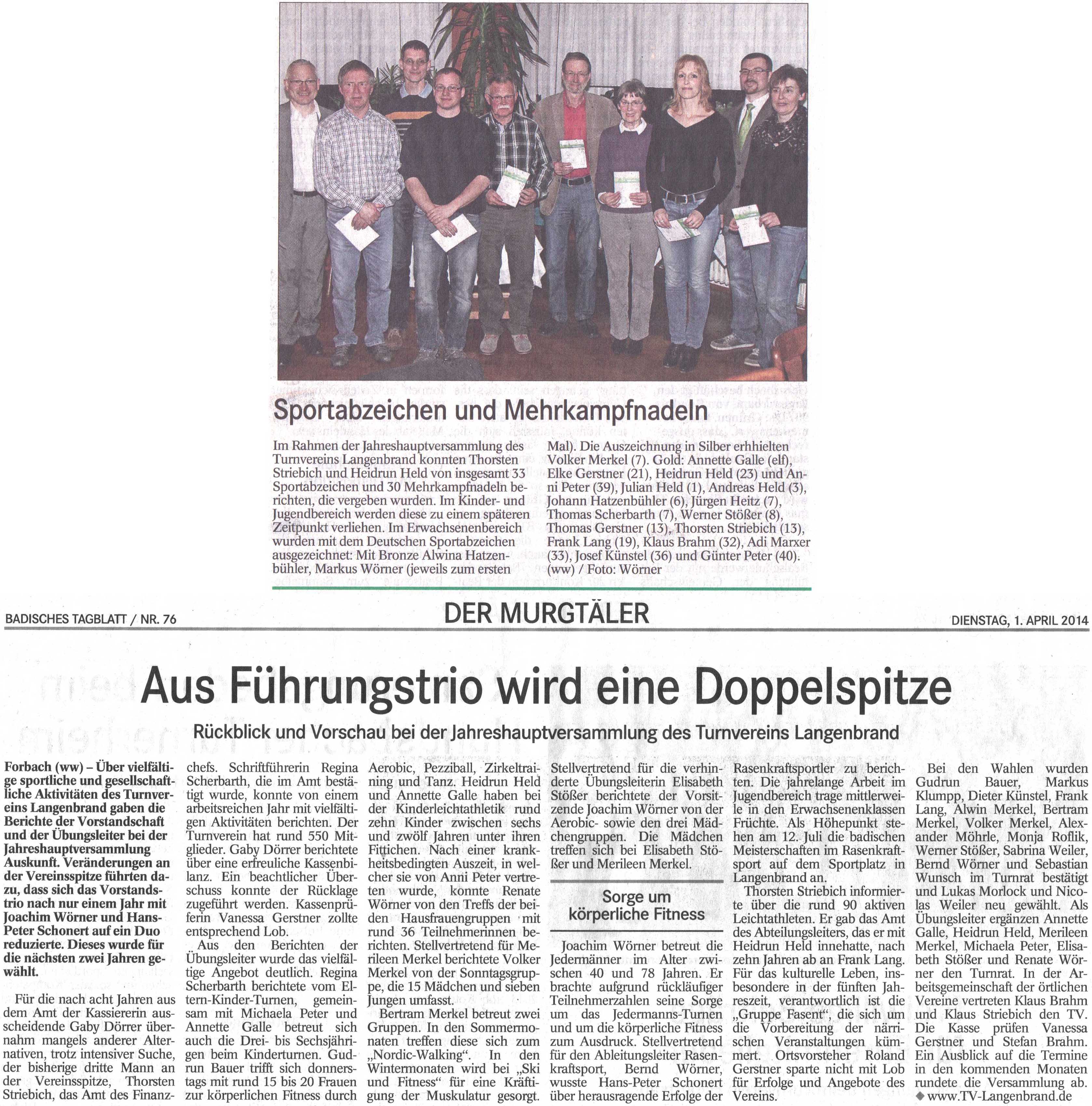 Jahreshauptversammlung 2014