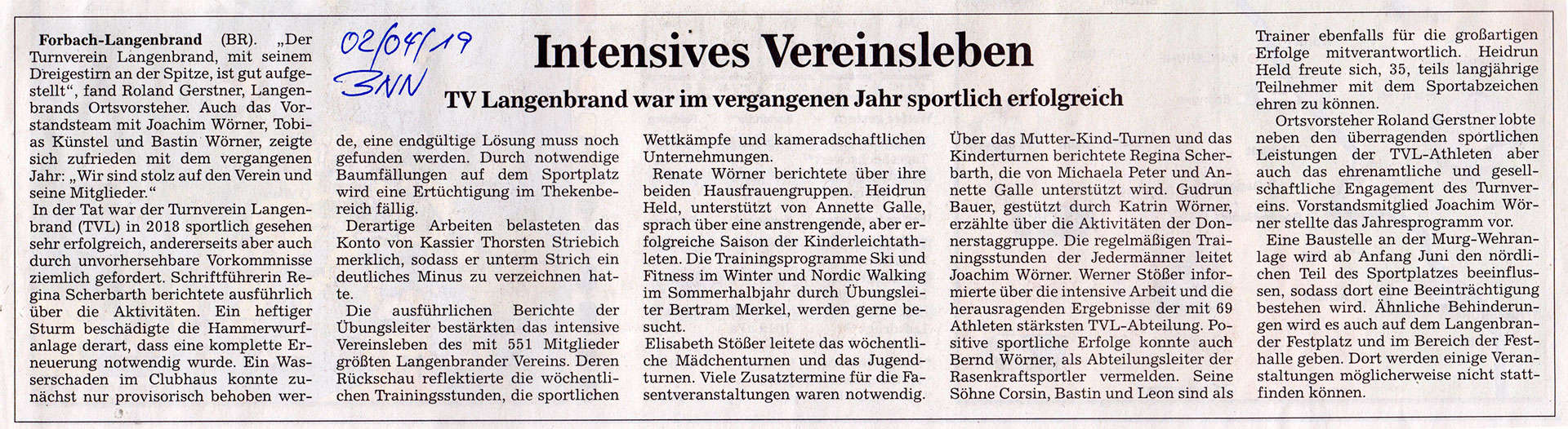 Jahreshauptversammlung 2019